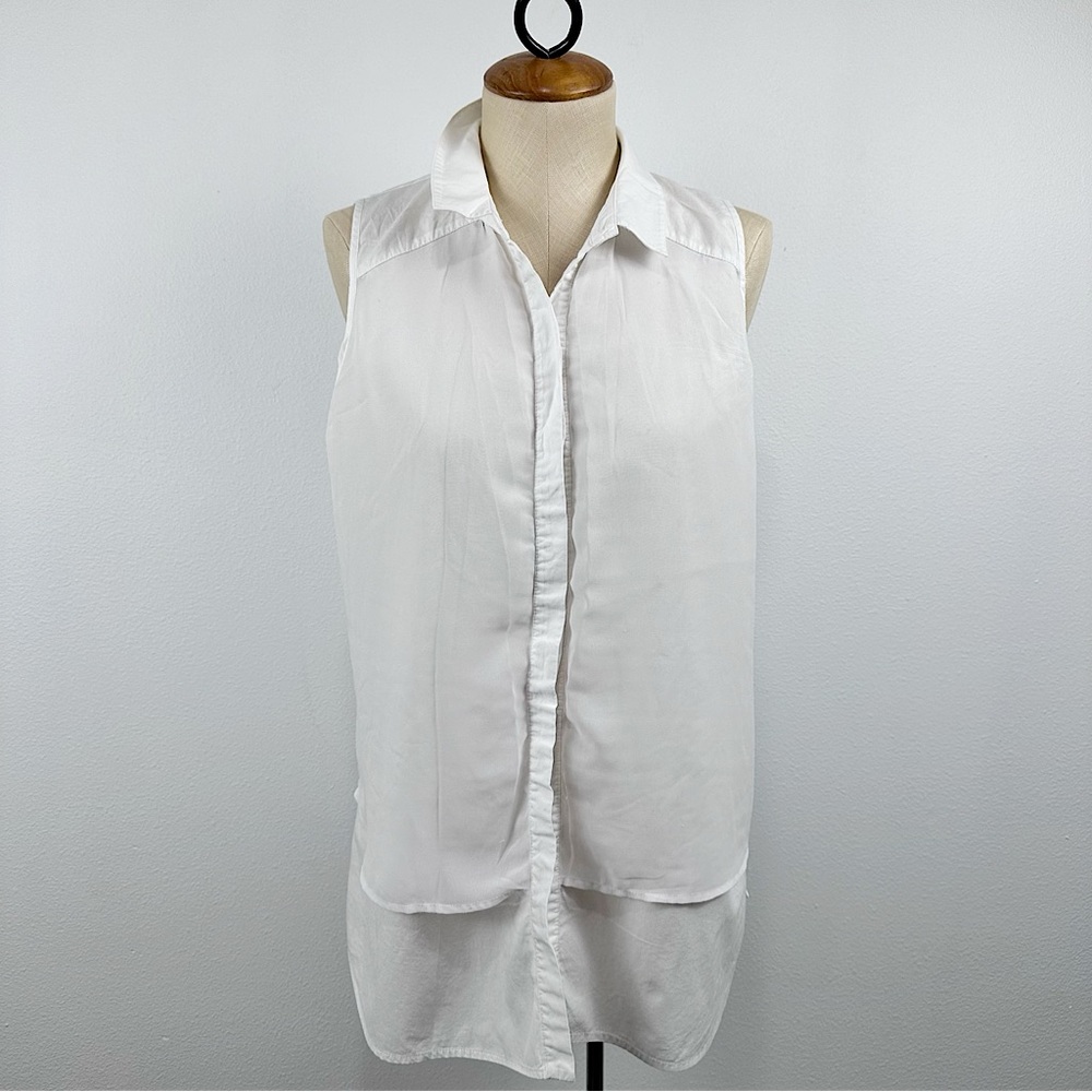 Trouvé Sleeveless Button Down Tunic Top White Layered Size Medium